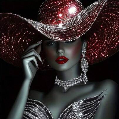 1套[30*30厘米/11.8*11.8英寸][40*40厘米/15.7*15.7英寸]5D亚克力钻石画套装，女性图案，适合成人初学者DIY马赛克钻石画，全钻手工DIY钻石画，适用于客厅、卧室、办公室墙面装饰画，惊喜艺术家居装饰礼物，送给家人和朋友