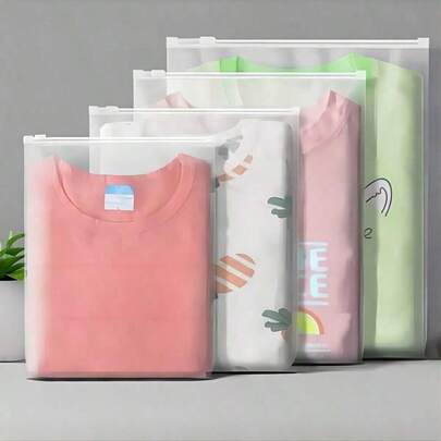 10pcs Sightseeing Zipper Bags, PE Storage Bags, Semi-Transparent Plastic Bags With EVA Zipper, Zipper Bags, Waterproof Packaging Bags