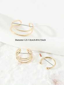 3pcs Minimalist Metal Wire Toe Rings Set, Women Summer Beach Jewelry - Gold - View 3