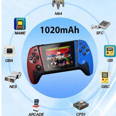 Portable Game Console With 500 Retro Games, 3.5" HD Screen, Rechargeable Battery, TV Connection, Classic Red & Blue/Blue/Red/White Color Options
