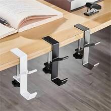 1pc Versatile Under-Desk Hook - Adjustable, High-Load Capacity, Easy-Install, Versatile, Home Office Desk Edge Hook, Portable And Practical Bag Holder Hanging Hook For Office School Desk Table - White - View 1