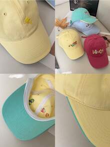 1 buah Topi Baseball Wanita Gaya Korea Motif Bunga Kuning dengan Pinggiran Lebar dan Mahkota Dalam, Minimalis, Enerjik, Imut, Serbaguna, Gaya Kampus untuk Musim Semi/Panas, Cocok untuk Wanita dengan Lingkar Kepala Besar, Memiliki Lubang untuk Kuncir Rambut, Cocok untuk Bepergian, Check-in, dan Pemotretan - MultiWarna - View 3