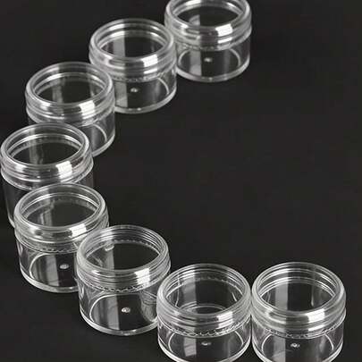 50pcs 3/5g Sample Containers, Empty Plastic Cosmetic Jars, Suitable For Eyeshadow, Nail Powder, Jewelry, Cosmetics, Lip Balm, Lip Gloss, Cream, Lotion Etc., Mini Sample Pots, Transparent Round Plastic Small Boxes For Lip Balm, Lotion, Powder Etc.