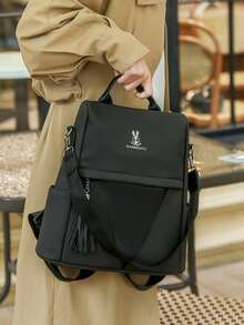 Mochila antirrobo de moda para mujer con gran capacidad para viajes y portátil - Negro - Ver 2