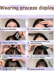 Synthetic Hair Middle Part Bangs Clip-In Hair Extensions, Natural Seamless French Side Bangs - Multicolor - View 7