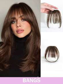 Flequillo postizo de cabello humano, ligero y suave, con patillas, pieza frontal de flequillo falso, extensiones de cabello con flequillo falso para mujeres - Multicolor - Ver 2