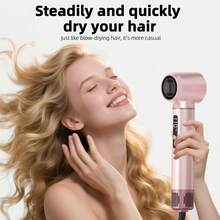 UKLISS 女士五合一热风造型器，离子吹风梳，带液晶显示屏，3档风速设置，卷发功能及多种配件，防毛躁吹风梳 - 粉色 - 查看 8