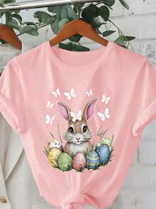 Canned Snack Print Casual Women's T-Shirt, Spring/Summer Pattern Women's T-Shirt, Summer Top, Blouse, Women's Summer Clothing, Summer, Pattern T-Shirt Women's Apparel, Women's Top - Baby Pink - View 3