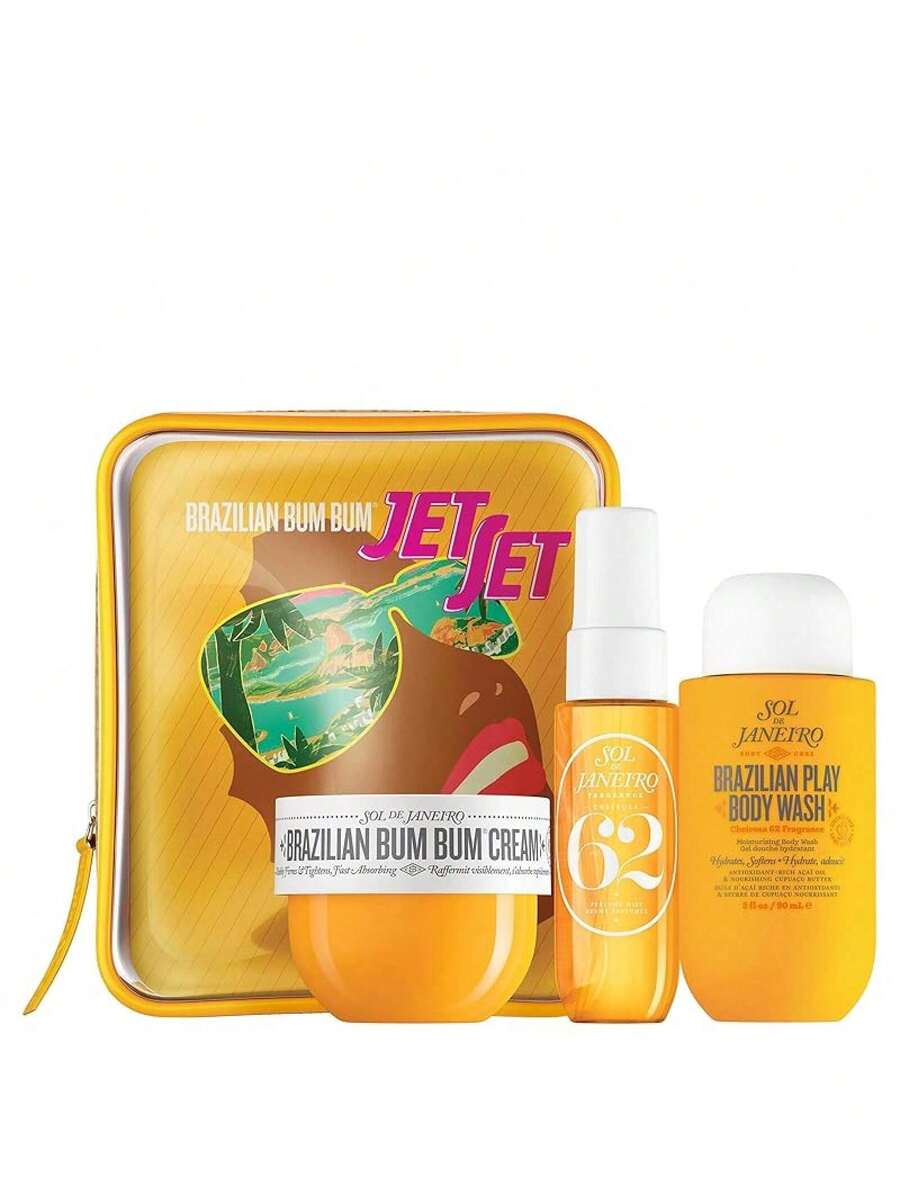SOL DE JANEIRO Jet Set | Travel Shower Kit 3 Pcs Set (Shower Oil +Body Butter +Perfume Mist ) Gift Box, Soothing Girlfriend Wife Mother Friend Boyfriend Husband Father Brother Birthday Graduation Party Travel Camping Outdoors School Campus Trip Festivals Anniversary Office Winter Christmas - 62 BỘ - Xem 1