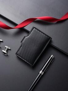 Aluminum Alloy Carbon Fiber Pattern Multi-Card Wallet, Automatic Pop-Up Card Holder, Unisex Credit Card Case, Easter - Multicolor - View 10