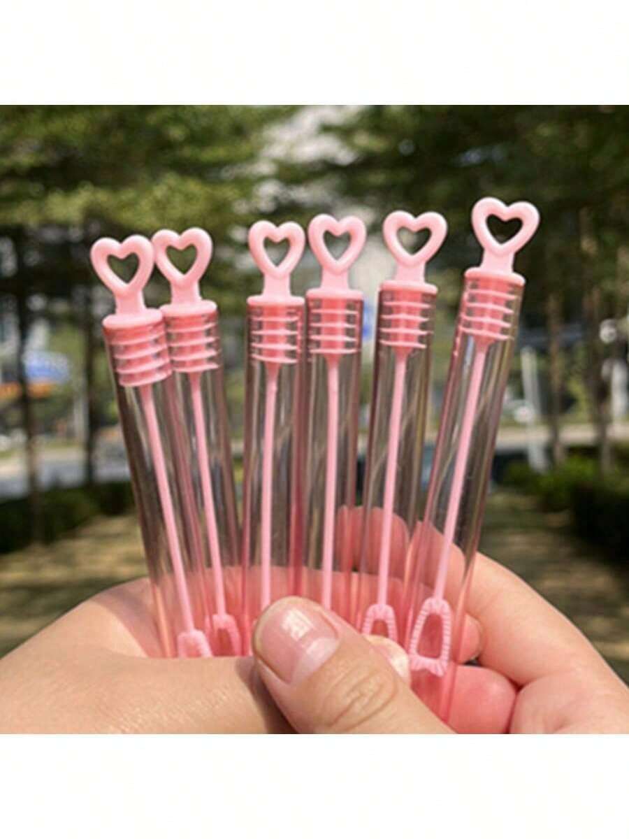 10/20/50/100pcs Creative Heart-Shaped Bubble Wands (Empty Bottles), Wedding/Birthday/Party Decor (Bubble Liquid Not Included)