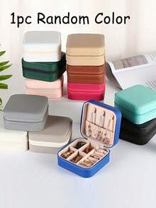 Hộp đựng trang sức nhỏ gọn, hộp trang sức du lịch mini có khóa kéo dùng để đựng bông tai, nhẫn, dây chuyền, mặt dây chuyền, đồng hồ, son môi và các loại trang sức nhỏ khác, phụ kiện du lịch, quà tặng cho phù dâu, hộp trang sức mini du lịch cho bé gái/phụ nữ, trang trí phòng. - Nhiều màu - Xem 20