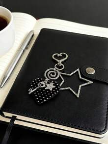 1 Unisex Dark-Style Heart-Shaped Phone Charm And Bag Accessory, Black Cool Star Phone Lanyard, Versatile And Exquisite Pendant - Multicolor - View 5