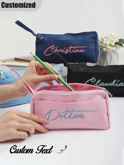 Personalized Double-Layer Pencil Case, Customized Large Capacity Pencil Bag, Minimalist Stationery Pen Box, Learning Supplies, Multi-Functional, Decorative, Reusable, Fashionable, Multi-Color, Cute, Retro, Cartoon, Suitable For Workers, Clients, Students, Children, Business/Work/Office, School