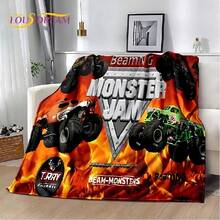 Monster Truck 3D Monster Jam Cartoon Soft Flannel Blanket For Bed Bedroom Sofa Picnic,Throw Blanket For Outdoor Leisure Nap Gift.Jpg - Multicolor - View 8