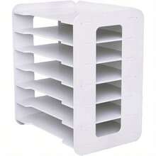 Aktenordner, 7-stufiger weißer Schreibtisch-Aktenordner, stapelbarer Papiersortierer mit Briefablage, 25 x 34 cm platzsparender Schreibtisch-Organizer - Weiss - Übersicht 6
