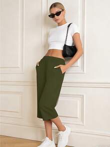 3 Pack Capri Pants For Women Loose Lounge Cropped Sweatpants Joggers Yoga Casual Workout Pants With Pockets - 黑色,淺灰,軍綠 - 查看 3