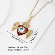 1件18K镀金铜恶魔眼形锆石吊坠项链，奢华简约珠宝，女士礼物 - 金色 - 查看 12