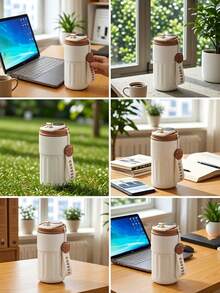 1个450毫升/15.2盎司温度测量保温杯，触摸温度显示咖啡杯，316不锈钢真空保温瓶，双层防漏弹跳盖保温瓶 - 彩色 - 查看 7