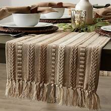 DII Table Runner Collection Cotton Stone 15x72 15x77 Fringe Included Dee - Stone - View 5