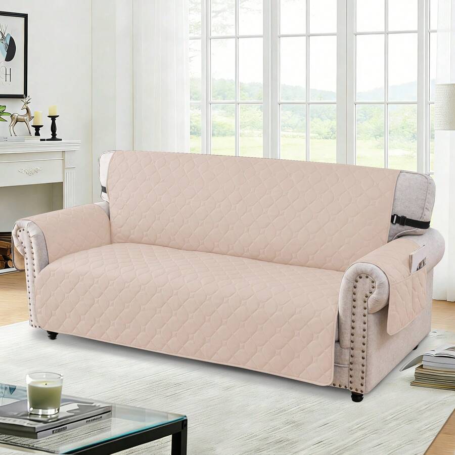 YSTYLE Wasserdichter Sesselbezug für 1/2/3/4-Sitzer, gesteppter Sofabezug mit Taschen, kratzfester Sofabezug für Katzen, fleckenabweisender und rutschfester Sofabezug - Beige - Übersicht 1