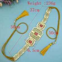 Gold Color Morocco Caftan Belt For Women Bridal Wedding Waist Chain Hand Rope Tassels Crystal Arabian Party Jewelry - TGnvsbt11011HONG - 查看 9