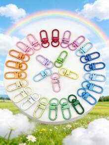 10/100pcs Colorful Metal Lobster Claw Clasp - With Swivel Trigger Hook, Keychain And DIY Accessories, Suitable For Bags, Keychains And Jewelry Making - Durable Zinc Alloy, Vibrant Colors, Easy-To-Use Design, Lobster Clasps For Jewelry Making - Multicolor - View 1