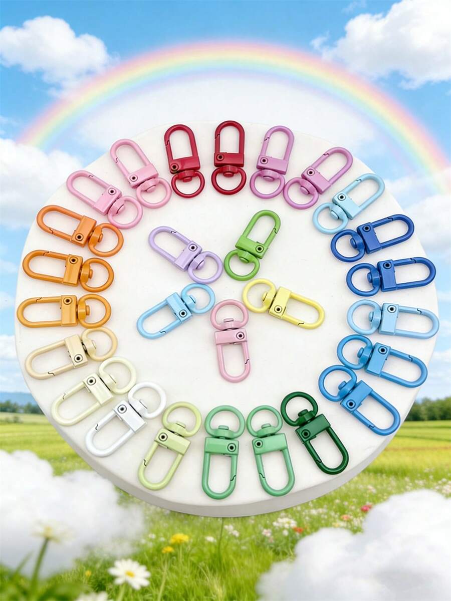 10/100pcs Colorful Metal Lobster Claw Clasp - With Swivel Trigger Hook, Keychain And DIY Accessories, Suitable For Bags, Keychains And Jewelry Making - Durable Zinc Alloy, Vibrant Colors, Easy-To-Use Design, Lobster Clasps For Jewelry Making - Multicolor - View 1