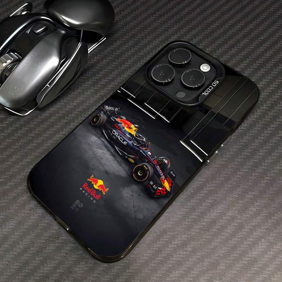 Coche de carreras Red Bull con temática roja y negra.funda de teléfono Fundas compatibles con ,Apple,VIVO,OPPO,,, y Honor.Fabricadas en silicona TPU,ofrecen protección contra golpes y caídas. - Negro - Ver 1