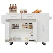 Mobile Storage Islands - White + MDF+Metal - View 8