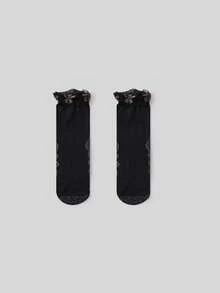 1/5/10/20 双装蕾丝边踝袜，防滑中筒袜，夏季薄款孕妇袜，防勾丝，不勒腿 - 彩色 - 查看 21