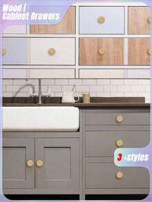 3pcs Rattan Drawer Knobs, 1.57inch/40mm Boho Dresser Knobs, Handmade Wood Cabinets Knobs Handles Hardware Woven Wicker Drawer Knobs With Screws For Kitchen Cabinets Dresser Pulls Furniture - Multicolor - View 5