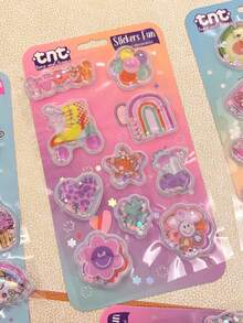 可爱夏日水果冰淇淋奶昔注水贴纸 3D海豚闪光流沙贴纸 - 彩色 - 查看 8