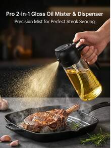 Glass Oil Sprayer Bottle With Measurement Scale, Suitable For Air Fryer And Grilling, Healthy And Precise Oil Control, High-Pressure Nano-Level Mist, Leak-Proof Material - Multicolor - View 2
