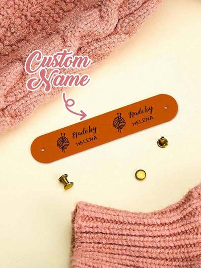 1set/10pcs Custom Leather Labels, Customized Labels With Name, Text, Personalized Leather Product Labels With Rivets, Back To School Gift, First Day Of School