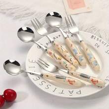 Portable 4-Piece Dining Set: Artisan Design Featuring Elegant Ceramic Handle And Premium Stainless Steel Body - Pink - View 1