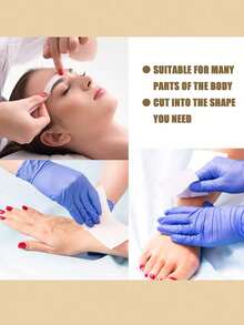 200/100片装面部脱毛蜡纸，适用于女性面部脱毛，家用脱毛套装，芦荟香味，温和快速去除眉毛、唇部、身体、腿部和比基尼线毛发。无需蜡，1片装 - 純色 - 查看 2