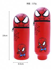 Cartoon Silicone Retractable Pencil Case, Large Capacity Student Stationery Storage Box, Cute Animal Zipper Pencil Pouch - Blue/Multicolor - View 8