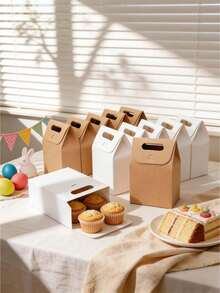 10个/20个装小窗口自立袋，烘焙包装，牛轧糖，迷你糖果，饼干盒，雪花蛋糕包装袋，菠萝蛋糕，曲奇，马卡龙，蛋糕盒，白色卡纸包装盒，糖果，零食 - 查看 6