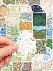 50pcs Maze Game Stickers Aesthetic Vibes For Journal, Phone Case, Tablet, Water Bottle, Desk, Helmet, Bike, Luggage, Waterproof Decals - Multicolor - View 5