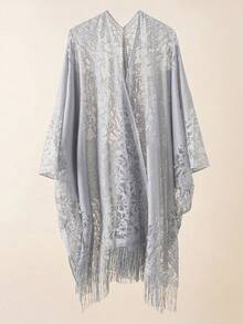 1pc Lace Cover Up Shawl Coverup - Grey - View 3