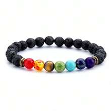 7脉轮疗愈天然圆形宝石瑜伽能量珠手链饰品 - 多色 - 查看 5