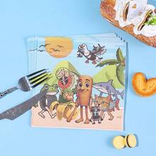 20pcs/40pcs/60pcs, Italian Brainrot Tralala Party Supplies Napkins,Tralalero 2-Ply Disposable Paper Tissues, Italian Brainrot Tralala Theme Tableware For Party, Graduation Ceremony, Seasonal Event-Bad Brain Birthday Theme Party Decoration 13*13inch - View 6