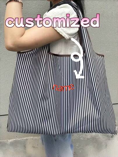 1pc Large Capacity Portable Foldable Shopping Bag, Lightweight Shoulder Tote Bag, New Arrival Large Capacity Foldable Shopping Bag, In-Stock Foldable Printed Carry Pouch