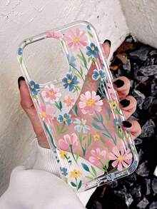 1 pièce Étui de téléphone souple à motif floral minimaliste et moderne, antidérapant et transparent, compatible avec iPhone 11/12/13/14/15/16/17 Pro Max - Multicolore - Voir 3