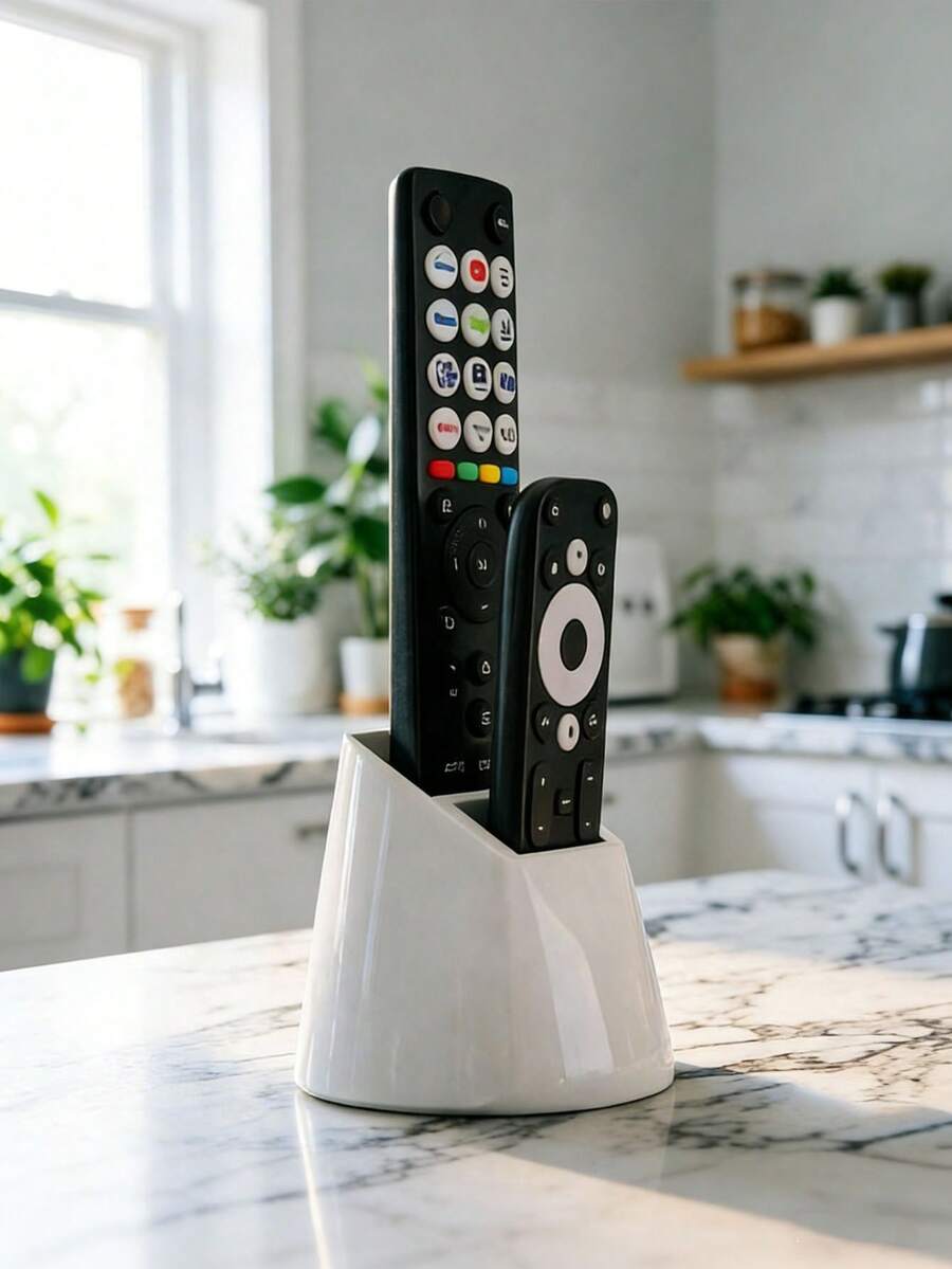 Tabletop Remote Control Holder, No Drilling Required, 2-Slot Design Suitable For TV, AC And Lighting Remotes, Excellent Desktop Organizer Tool, Minimalist And Fashionable Design - Multicolor - View 1