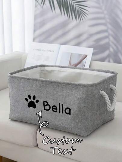 1 pezzo Cestino portaoggetti multiuso in tessuto resistente personalizzabile con nome dell'animale domestico, adatto per organizzare giocattoli, coperte, guinzagli, cibo per cani/gatti, cestino nero per scaffale per animali domestici
