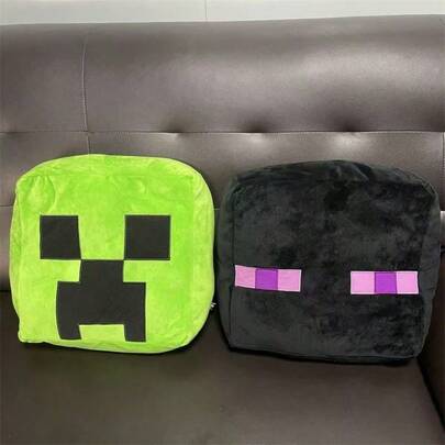  1 pieza Almohada de peluche de Minecraft, en forma de bloque de Creeper/Enderman, de material de peluche suave y bien acolchado, cojín de sofá para el hogar o almohada de cabecera, con apariencia linda y exclusiva para fans