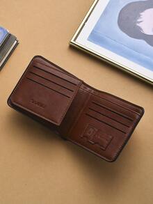 Men's Slim Bifold Wallet, Vertical Trifold Leather Card Holder With Driver's License Compartment, Multi-Function - Multicolor - View 6