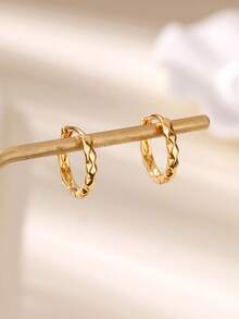 极简主义不锈钢U型耳环，18K镀金银色，不易褪色，适合婚礼、派对、海滩度假等各种场合，防水饰品，送给妈妈/女儿/闺蜜的礼物 - 不銹鋼 - 查看 9
